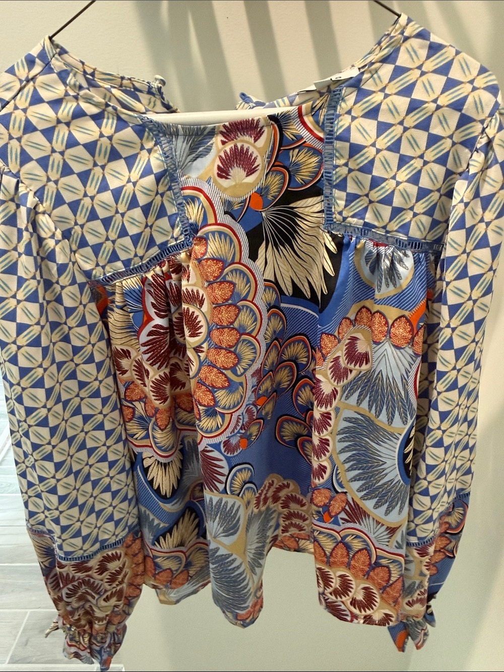 Fate Multicolor Blue Patterned Long-Sleeve Blouse